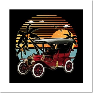 Ford Model T 1908 car sunset Posters and Art